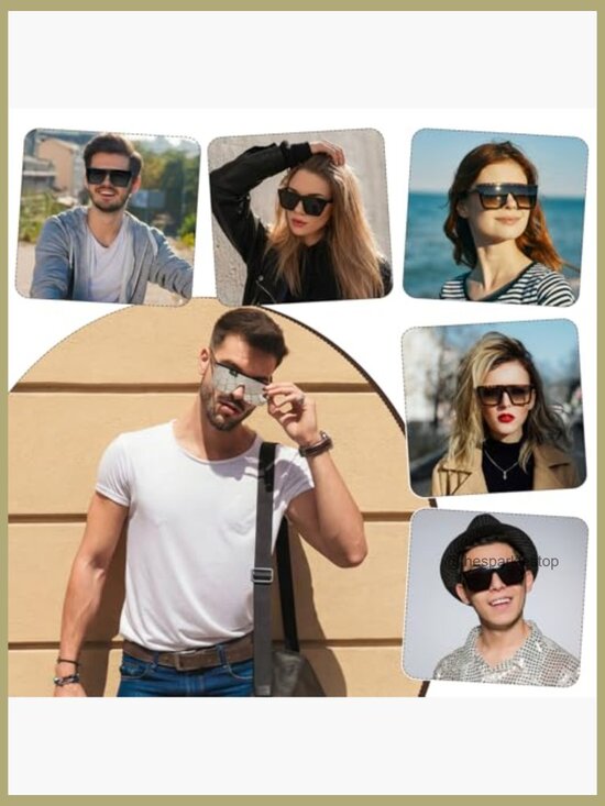 4 Pairs Square Oversized Frameless Sunglasses UV Protection Flat Top main image 6